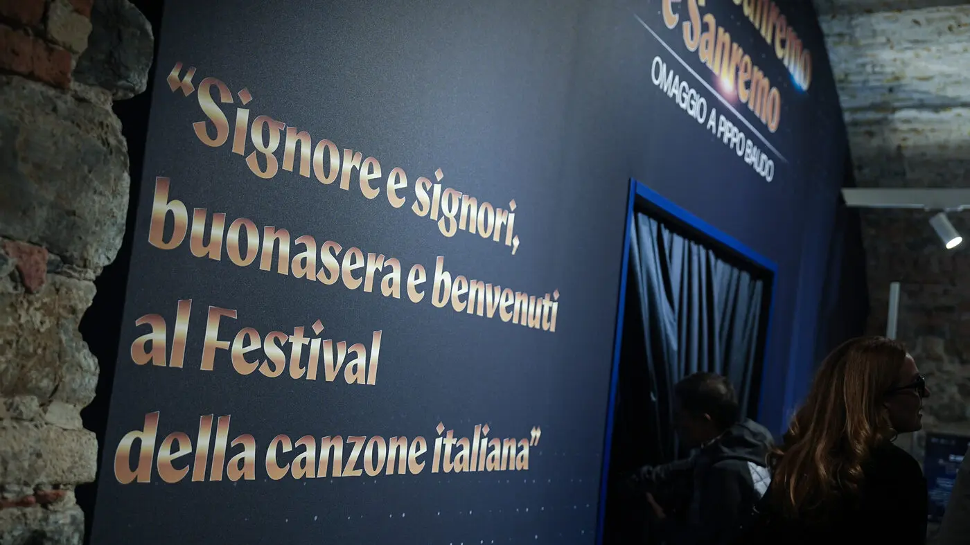 Opening of the exhibition ÒPerch Sanremo  Sanremo, a tribute to Pippo BaudoÓ at the Forte di Santa Tecla in Sanremo, northern Italy - Tuesday, February 24, 2026. Entertainment. (Photo by Marco Alpozzi/LaPresse)