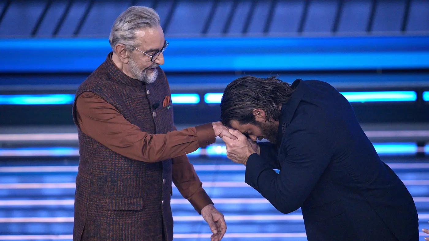 Kabir Bedi, Can Yaman attends the 76th edition of the Sanremo Italian Song Festival at the Ariston Theatre in Sanremo, northern Italy - Tuesday, February 24, 2026. Entertainment. (Photo by Marco Alpozzi/LaPresse)
