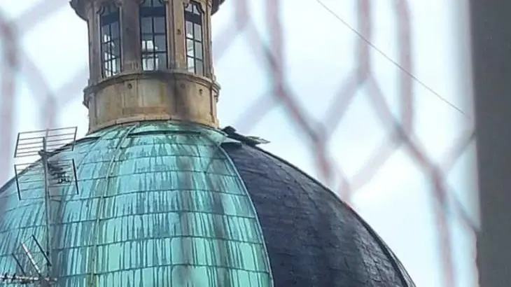 La cupola del Duomo danneggiata