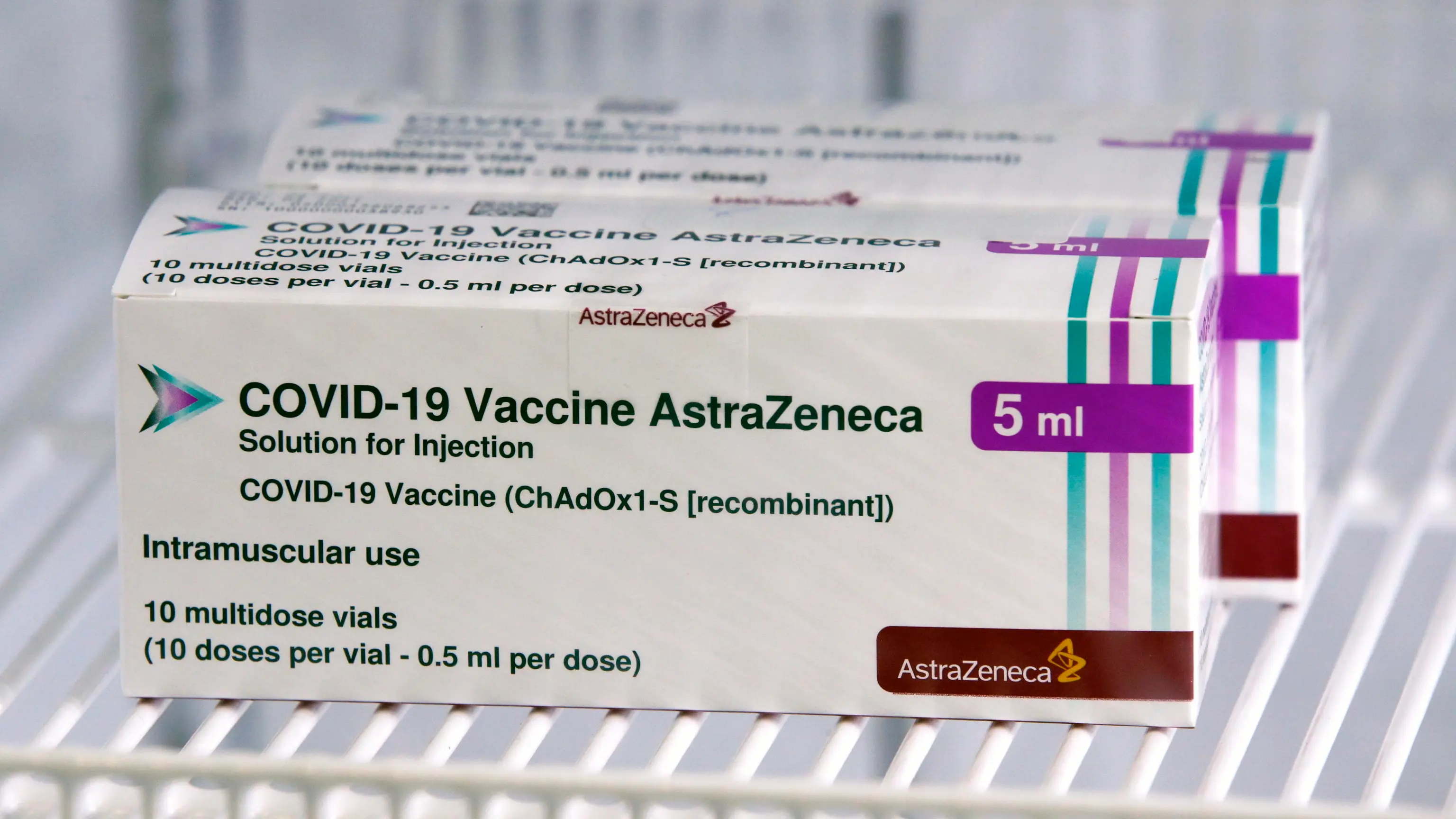 epa09252511 Boxes of AstraZeneca (Vaxzevria) vaccine storage inside a pharmaceutical refrigerator during a mass vaccination against COVID-19 coronavirus pandemic at a gymnasium turned to non-hospital vaccination center in Bangkok, Thailand, 07 June 2021. Thailand rolled out the mass vaccinations across the country in an effort to contain the nationwide spread of COVID-19 coronavirus pandemic amid a shortage of jabs while thousands of infections and surging death tolls have been reported daily. Bangkok has the highest number of infections in Thailand. EPA/RUNGROJ YONGRIT